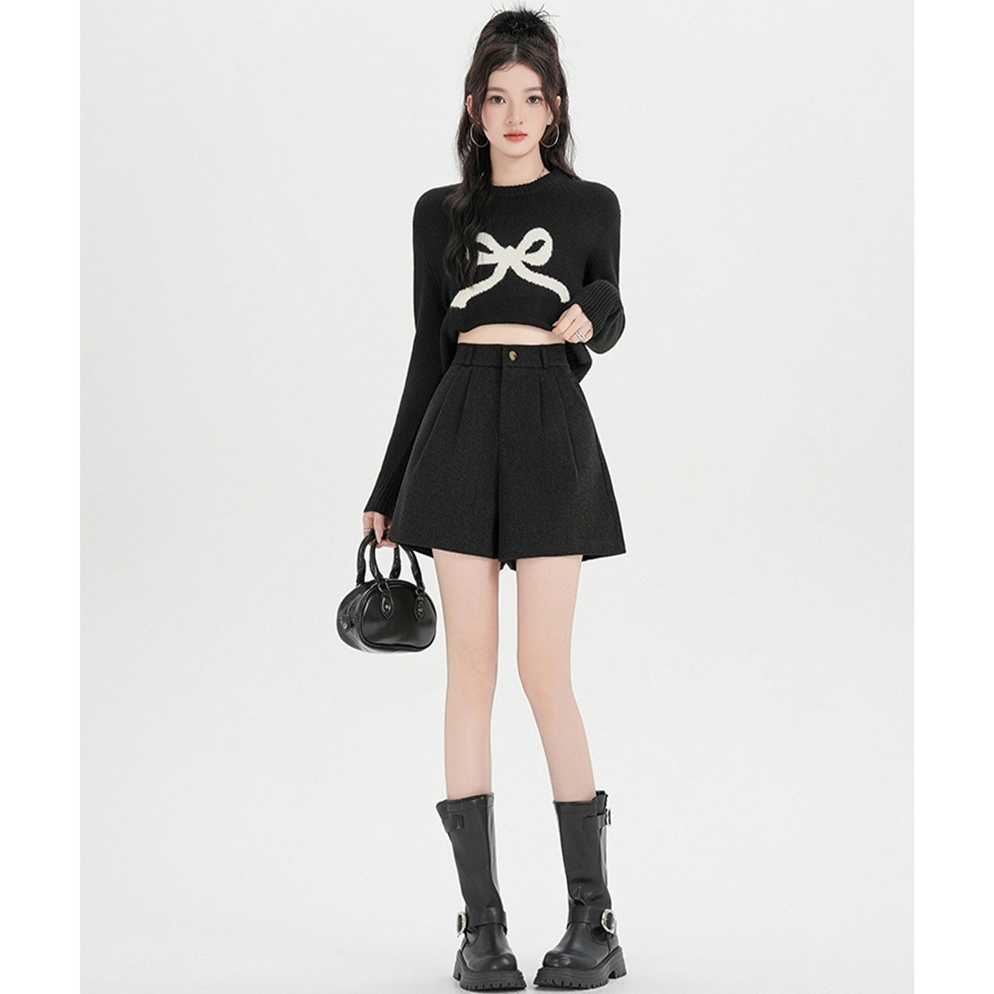 黑色毛呢阔腿短裤女2026春季新款高级灰色高腰西装裤a字外穿靴裤,女装/女士精品,休闲裤,淘宝优惠券,粉丝福利购,淘宝优惠卷