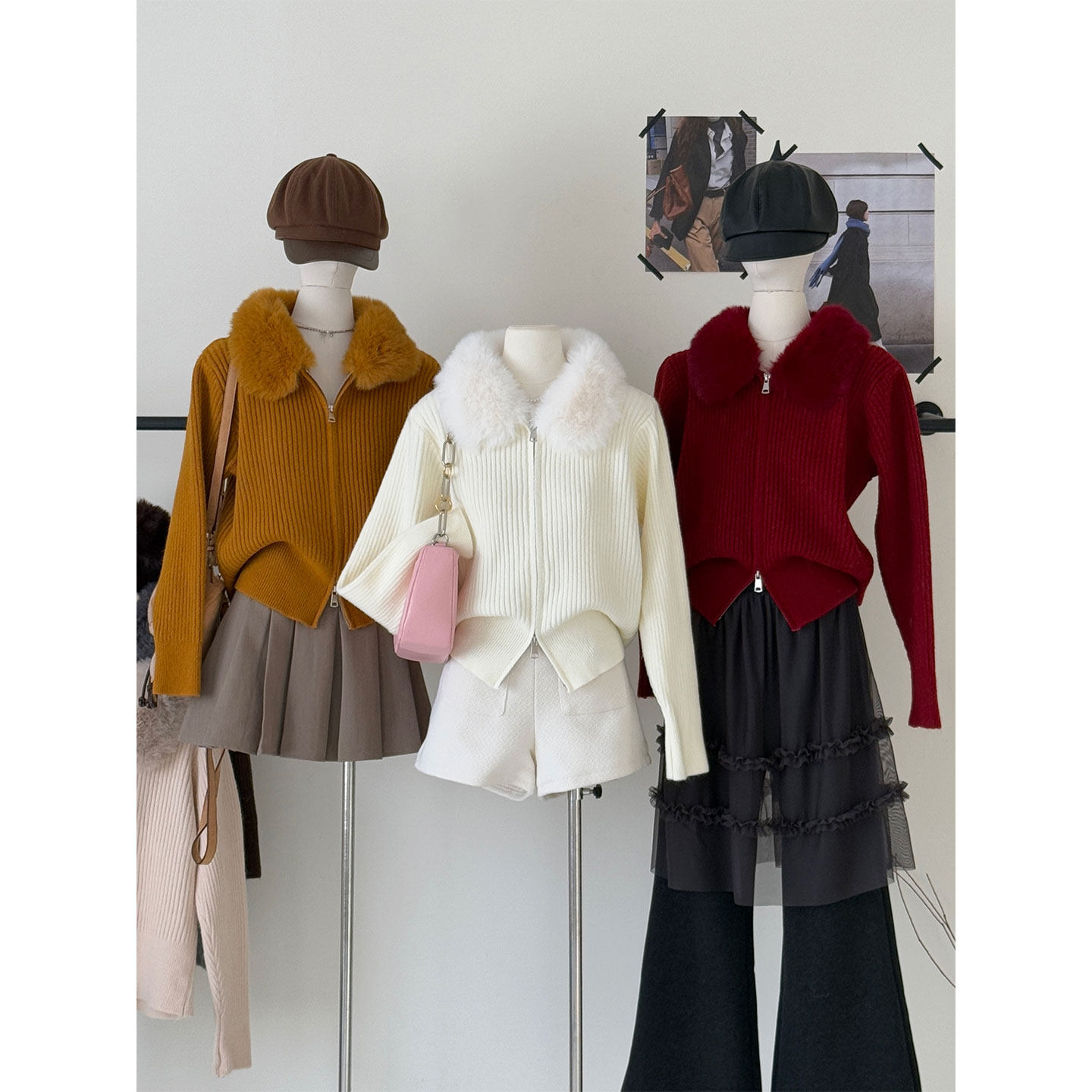 大毛领系列好爆！韩系简约复古毛毛领拉链保暖毛衣短外套女针织衫,女装/女士精品,毛衣,淘宝优惠券,粉丝福利购,淘宝优惠卷