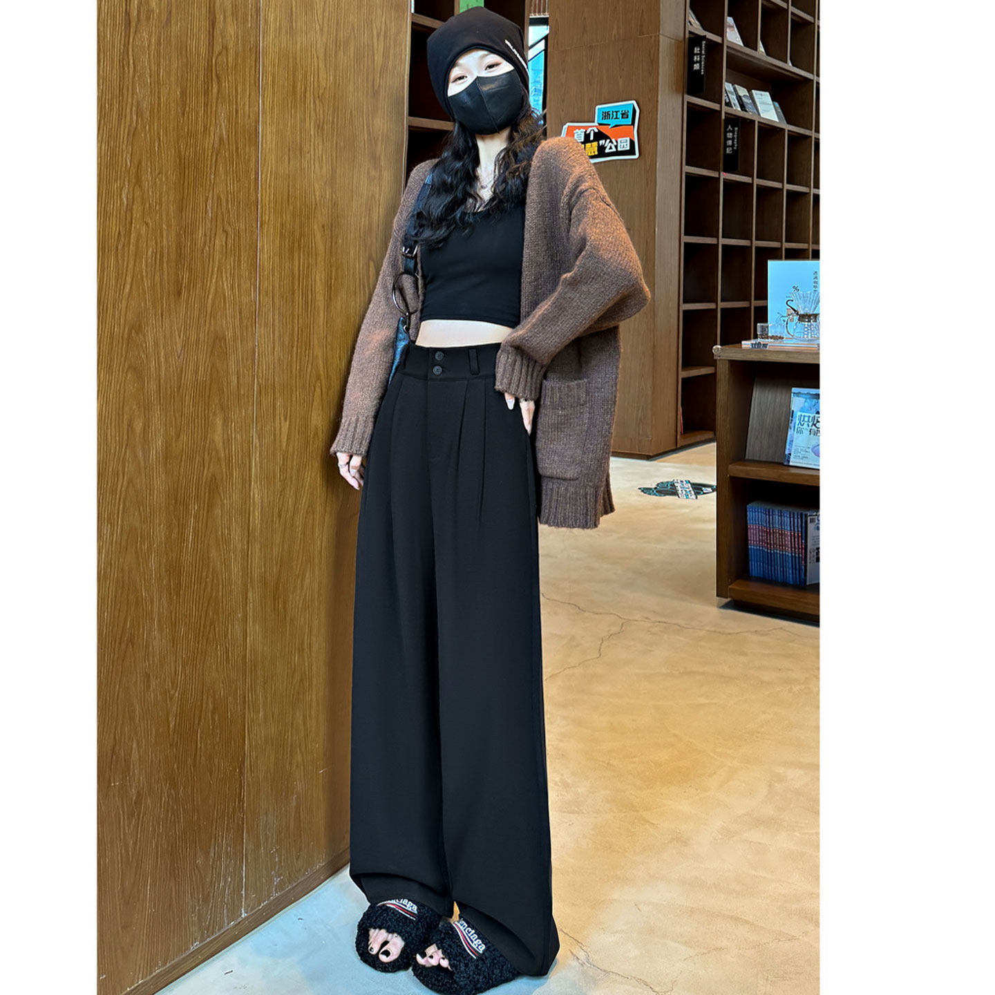 加厚毛呢阔腿裤女秋冬季高腰垂感美拉德穿搭小个子直筒休闲西装裤,女装/女士精品,休闲裤,淘宝优惠券,粉丝福利购,淘宝优惠卷