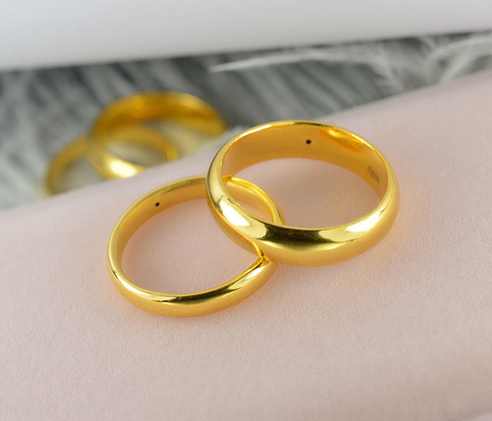 小指尾戒3D硬金黄金足金999光面女 戒指光圈 男女款情侣对戒简约