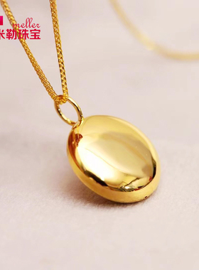 纯金黄金5D金币吊坠 足金999光面简约空心圆牌圆形个性定制ins风