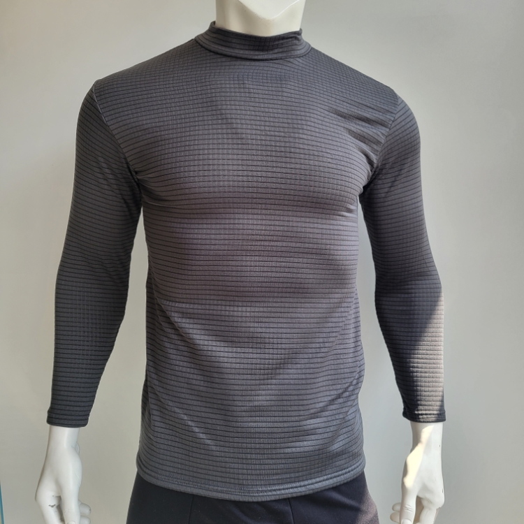 外贸日单半高领圆领方格绒速干保暖长袖打底衫T恤保暖秋衣