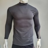 外贸日单半高领圆领方格绒速干保暖长袖 T恤保暖秋衣 打底衫