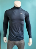 外贸日单速干薄磨绒男高领长袖 运动打底跑步T恤