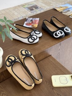 复古浅口芭蕾舞单鞋 2026新款 法式 蝴蝶结飘鞋 小香风中古菱格平底鞋