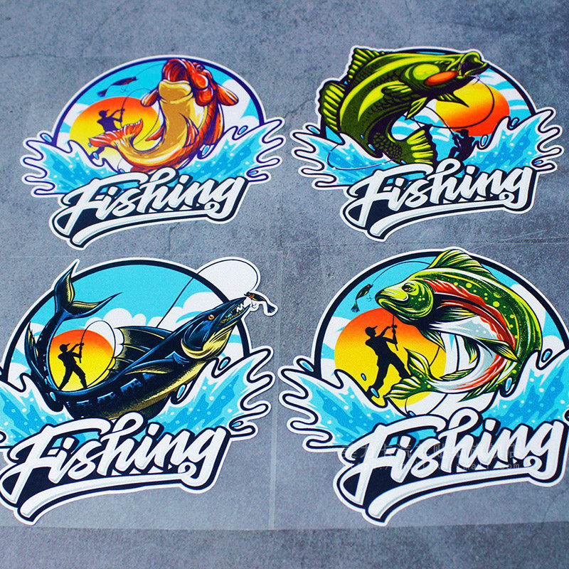 个性创意钓鱼爱好者俱乐部反光汽车贴纸路亚钓箱侧面装饰防水贴画
