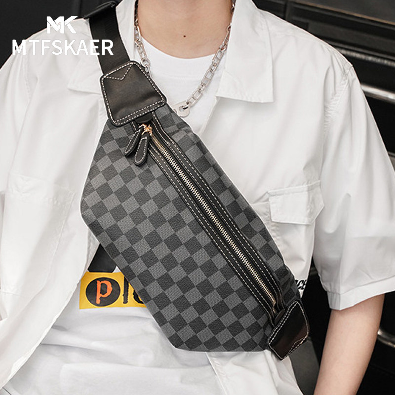 香港MTFSKAER胸包真皮男款斜挎包新款休闲腰包男士单肩包小挎包