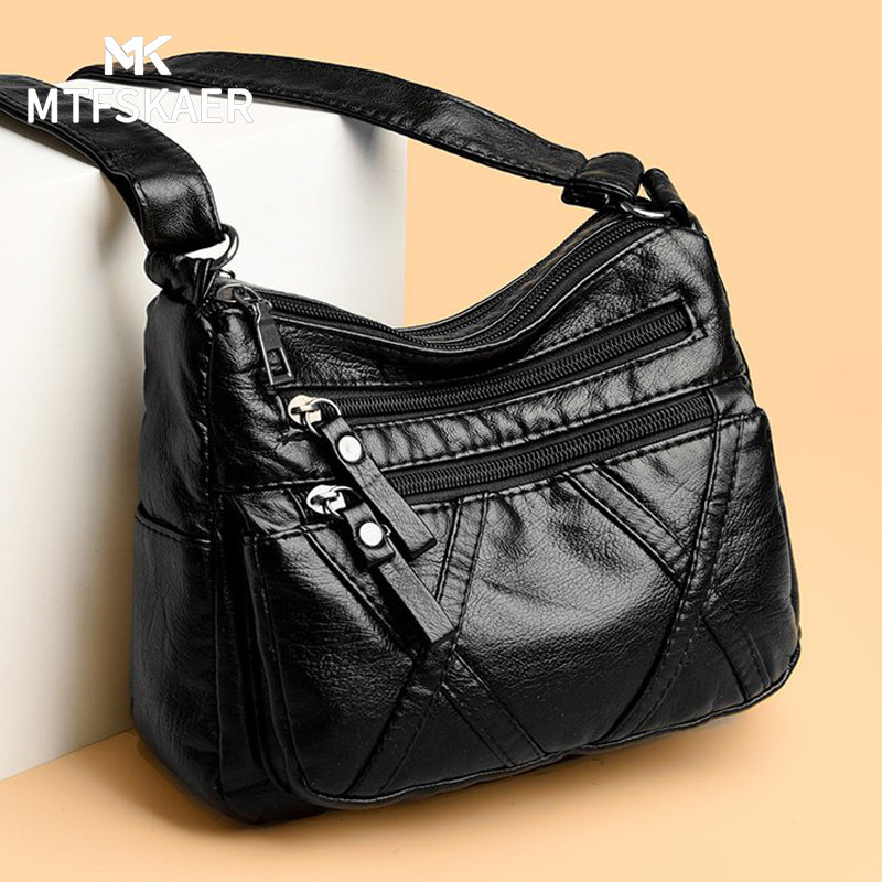 香港MTFSKAER真皮妈妈包包女2026新款斜挎包女士休闲百搭软皮中年