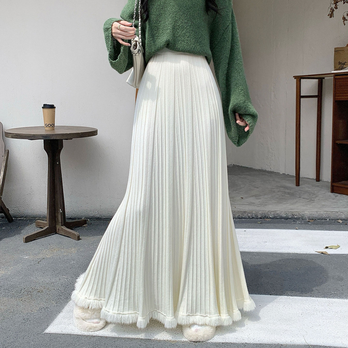 长裙A字裙通勤流苏针织半身裙