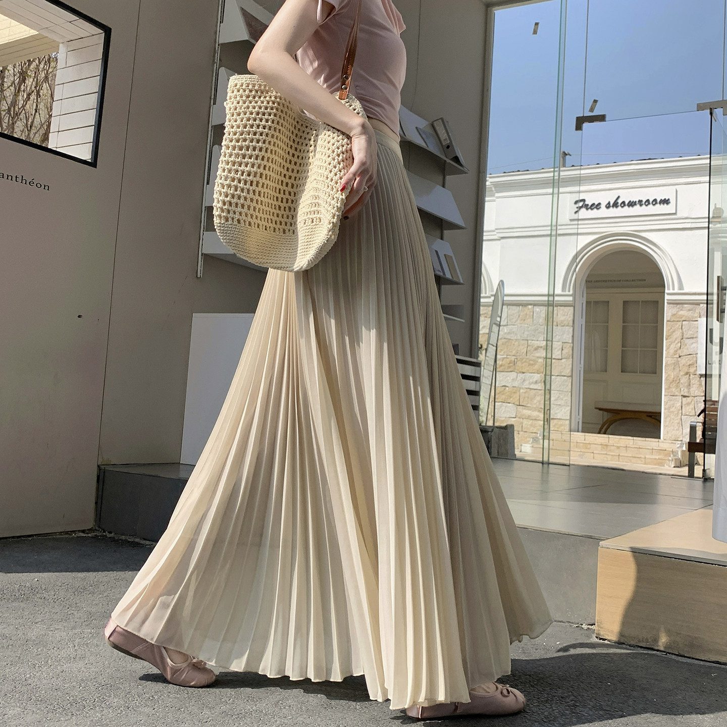 风琴百褶裙加长版高个子垂坠感拖地裙女夏季超长款压褶雪纺半身裙