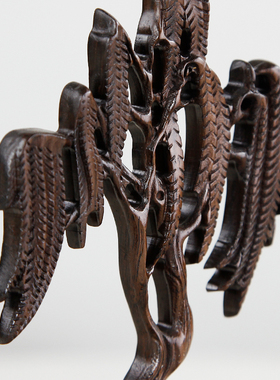 红木雕刻工艺品创意家居酒柜桌面装饰G品摆件实Q木中式黑檀木柳树