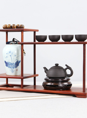 红檀木小博古架实木中式多宝阁紫砂壶茶具工艺品红木摆件底座托架