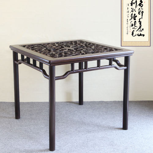 小方桌实木中式茶台玻璃