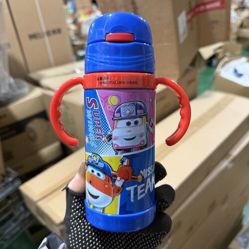 可验！纯304不锈钢儿童保温杯超级飞侠乐迪吸管款 360ml 质量超好