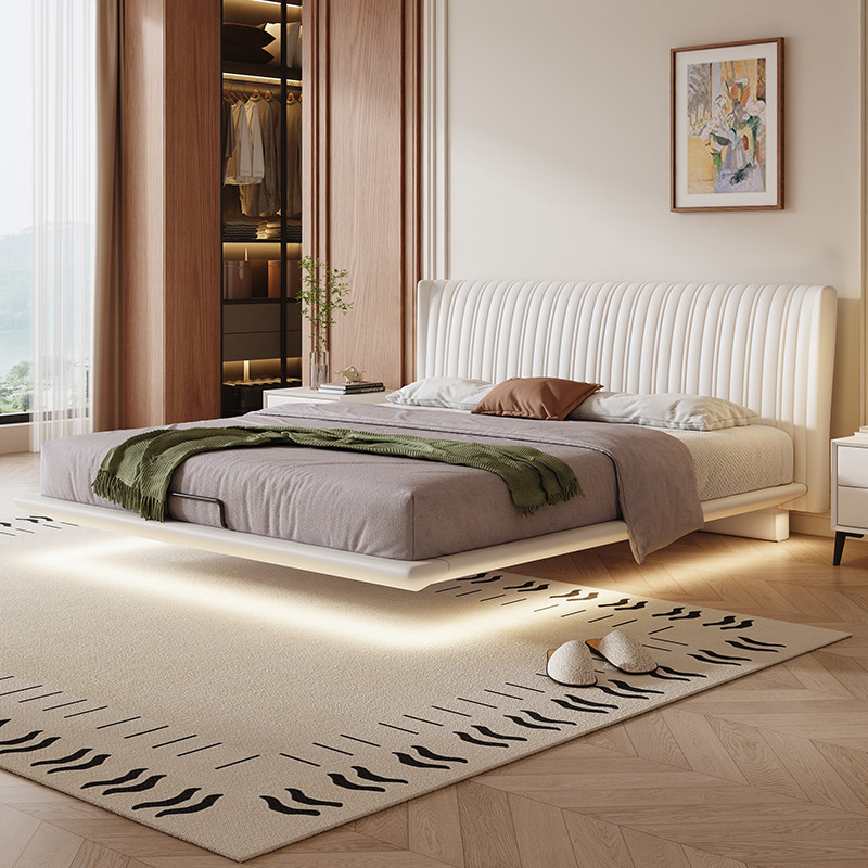 佐慕奶油风悬浮床真皮床现代简约主卧婚床悬空储物贝壳软包双人床,住宅家具,皮艺床,淘宝优惠券,粉丝福利购,淘宝优惠卷