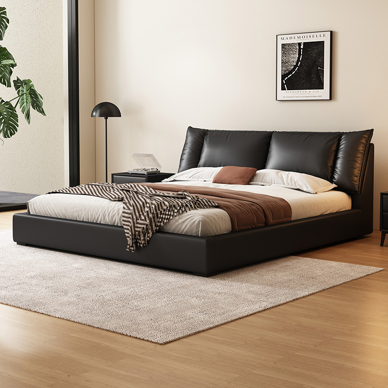 意式极简真皮床主卧高端大气佐慕