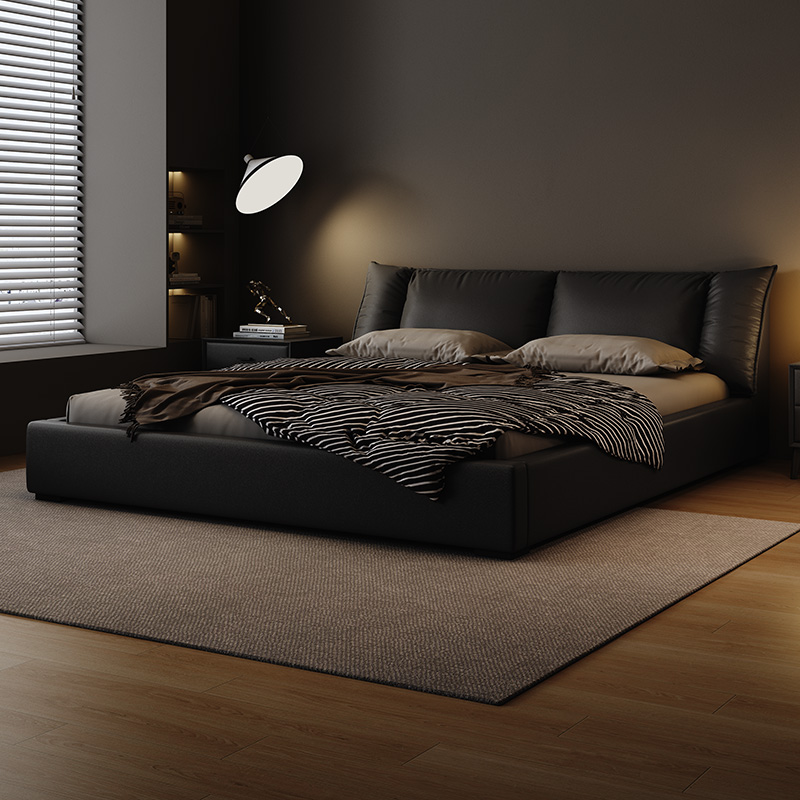 意式极简真皮床主卧高端大气佐慕