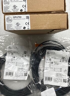 易福门槽型光电传感器型号OPU702配套电缆EVC146全新原装拍前请询