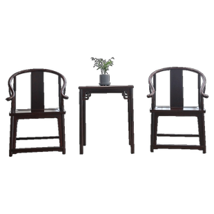 红木家具赞比亚血檀圈椅三件套中式太师椅全实木皇宫椅喝茶茶椅子