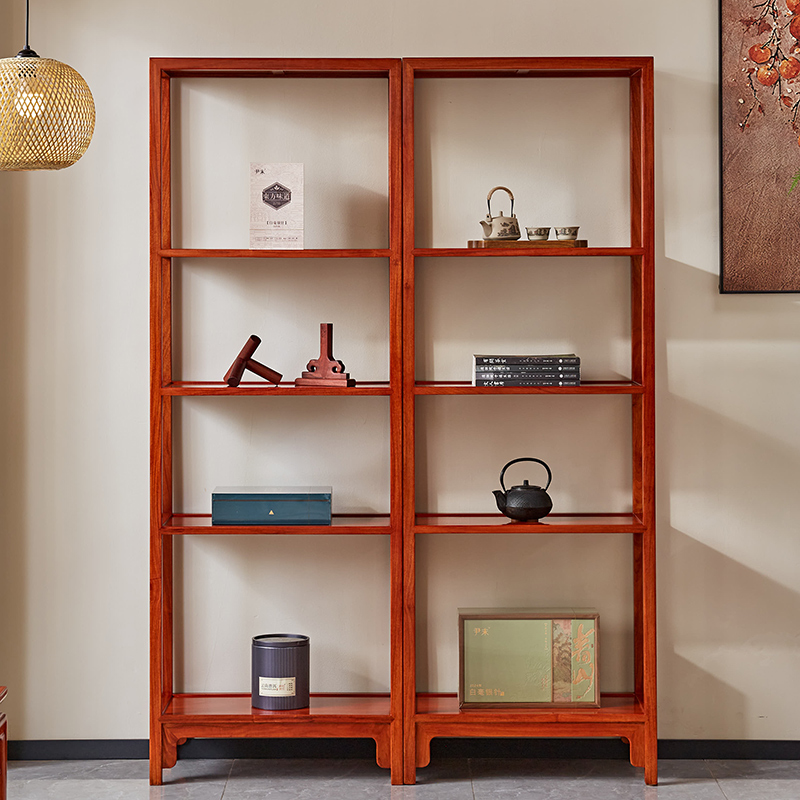 贡艺名居红木家具缅花梨木书架
