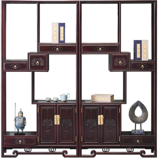 红木家具赞比亚血檀博古架实木多宝阁中式古玉币纹理置物架展示架
