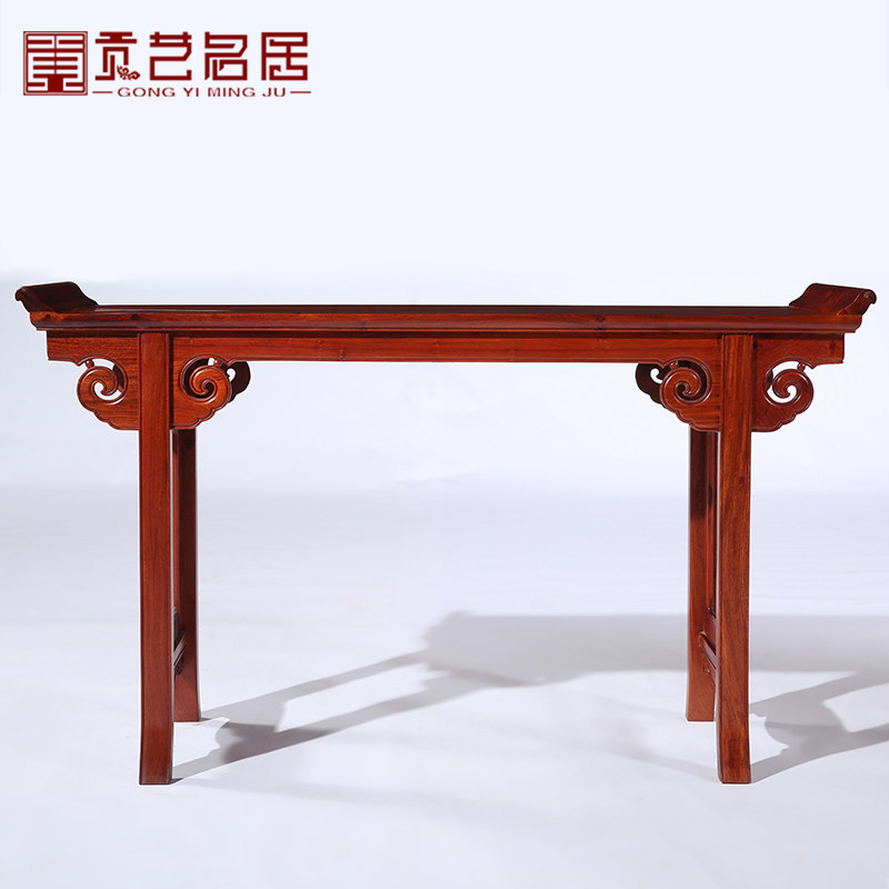 红木家具 缅甸花梨木翘头案 实木中式玄关中堂条案条几神台供桌