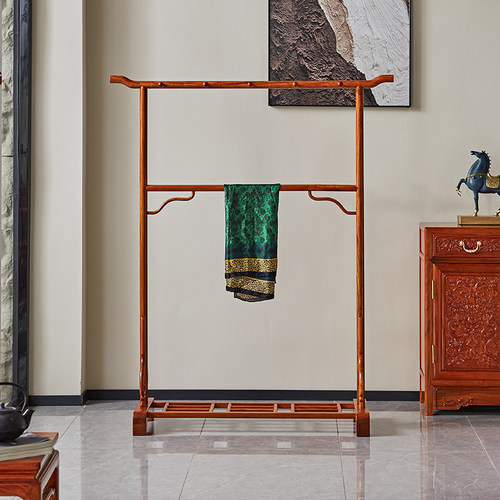 贡艺名居缅甸花梨明式托尼衣架新中式红木实木抽屉简约卧室挂衣架