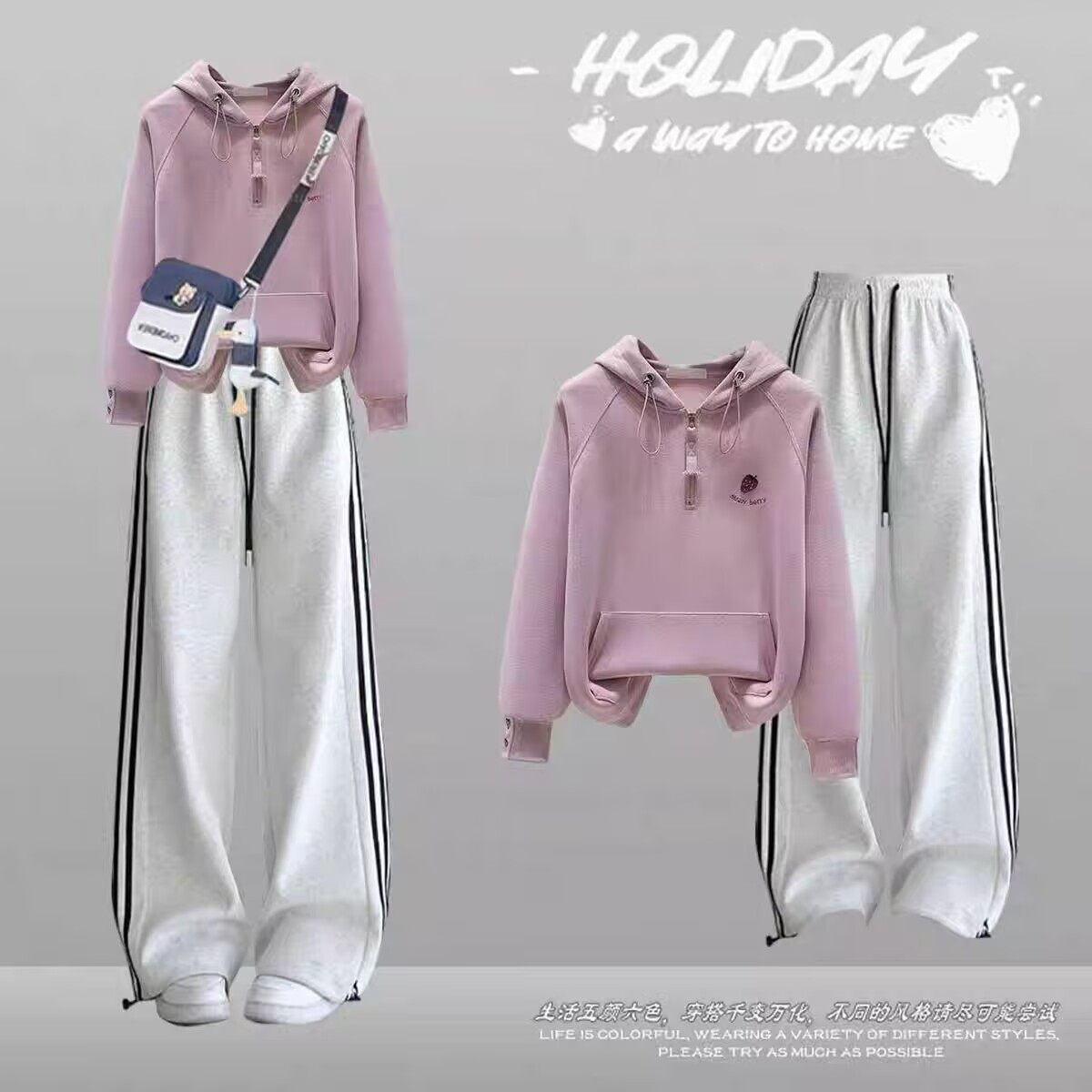 休闲运动套装女秋季2025新款少女学院风大童初高中学生卫衣两件套