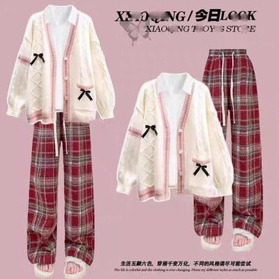 大童一整套秋装美拉德高级感毛衣女春秋季阔腿裤韩系穿搭两件套装