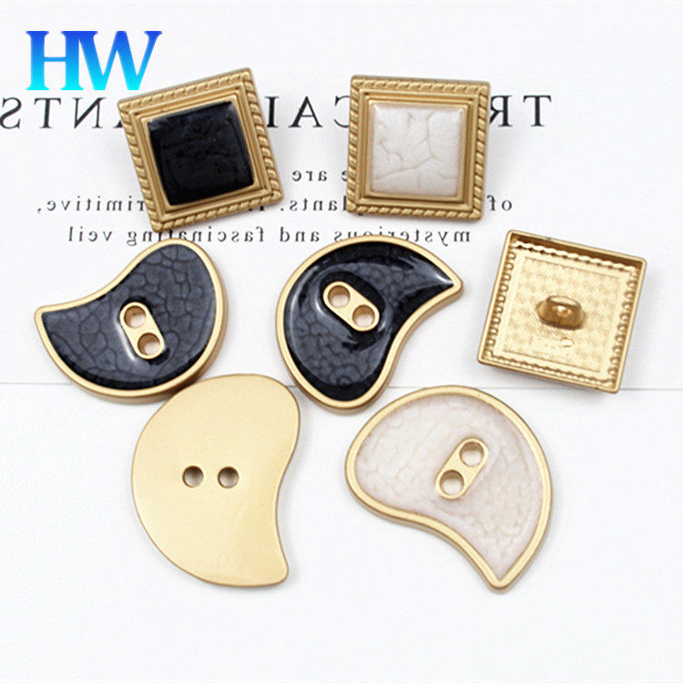 金属裂纹扣方形金边装饰纽扣毛呢外套大衣风衣开衫不规则异形扣子