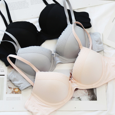 2025年新款蕾丝边可拆卸肩带软钢圈内衣纯色少女薄款性感文胸单品
