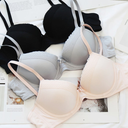 2025年新款蕾丝边可拆卸肩带软钢圈内衣纯色少女薄款性感文胸单品