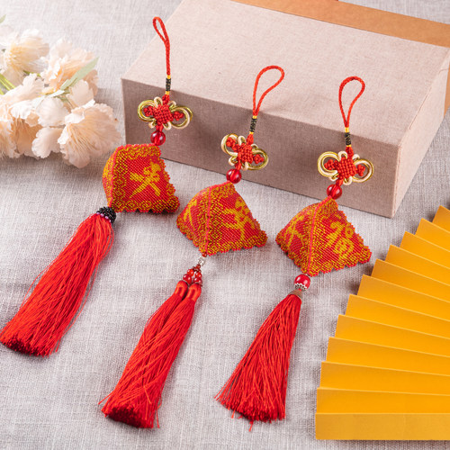 汽车挂件平安符十字绣纯手工香包平安福钻石刺绣车内挂饰珠绣成品