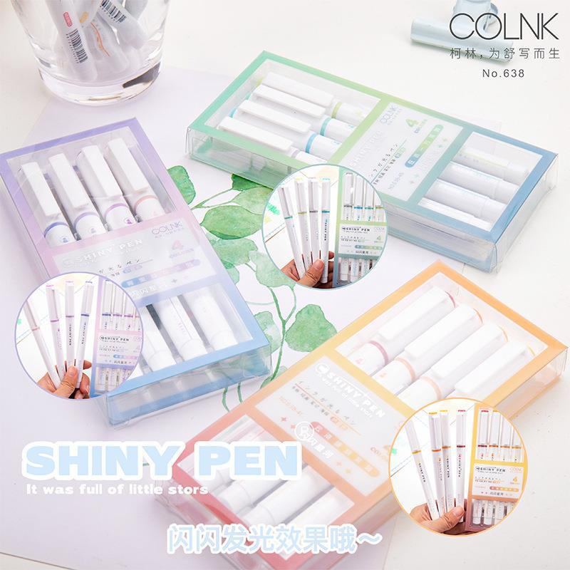 COLNK闪闪星河护眼色柔和系闪光荧光笔细闪学生划重点标记手帐