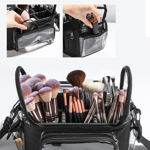 防水透明PVC大容量隔板斜挎化妆包跟妆包剧组影楼化妆师