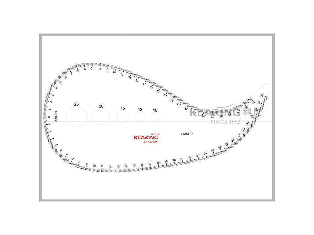 科灵 PM6407公制多功能曲线尺 亚克力表面印刷欧美服装曲线尺