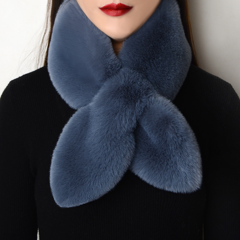 獭兔毛围巾女冬季加厚保暖双面