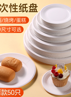 一次性餐盘蛋糕盘子食品级纸碟白色绘画食品小吃野餐可降解纸盘