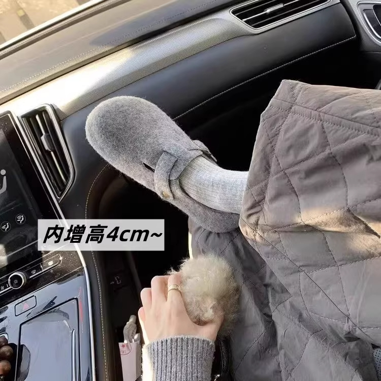 内增高勃肯鞋女厚底加绒棉鞋子