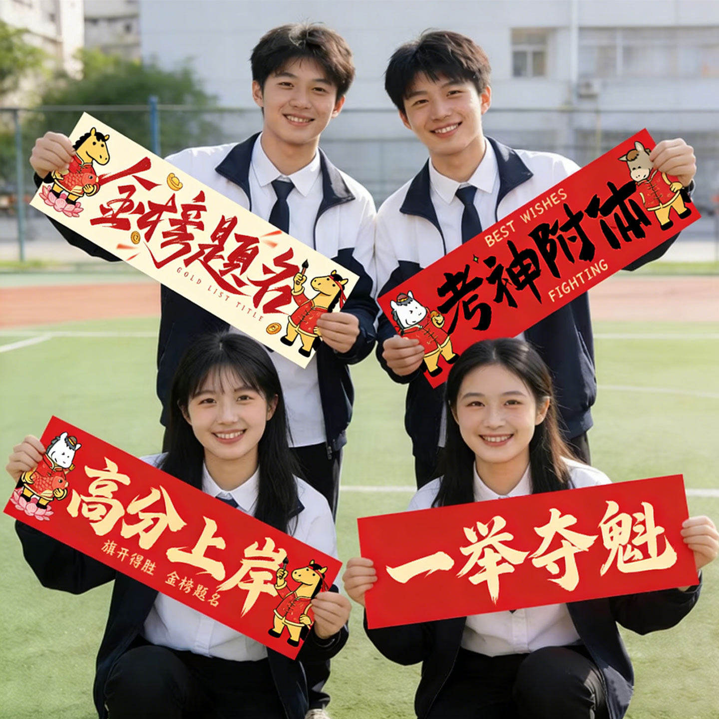 中考高考百日誓师手持小横幅金榜题名拍照氛围道具横幅装饰挂布