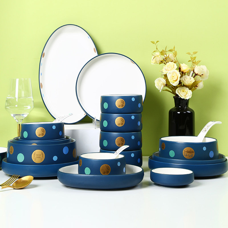 速发加厚防烫新瓷餐具202可陶款时尚饭碗家用盘子菜盘5微波碗盘碟