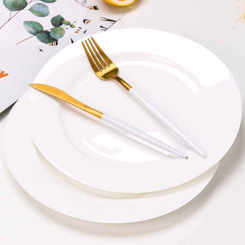 白色骨瓷盘子西餐餐盘家用菜盘陶瓷平盘浅盘自助餐盘碟烘焙早餐盘,餐饮具,盘,淘宝优惠券,粉丝福利购,淘宝优惠卷