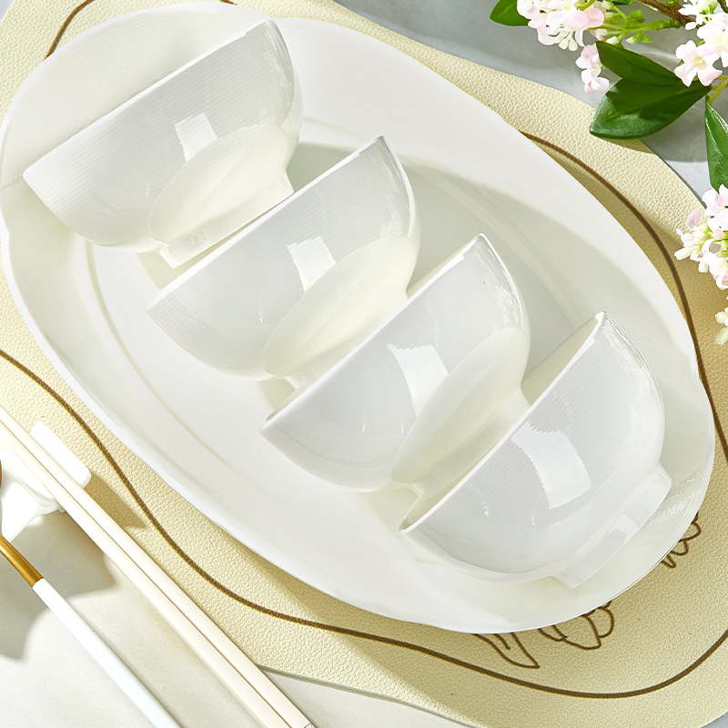 若岚陶瓷简约家用釉下彩饭碗组合