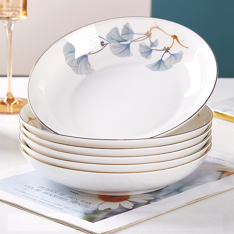 若岚陶瓷圆形简约饭盘