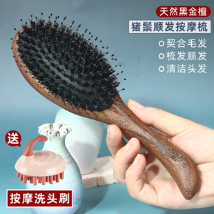 气囊猪鬃毛梳子女士专用长发气垫梳头部按摩梳经络梳檀木发刷梳子