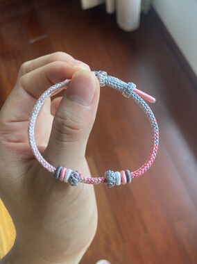 纯手工编织段染莲花结手绳DIY可穿转运珠饰品黄金送女生手链