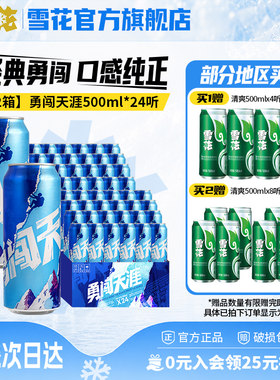 【共48听】雪花啤酒勇闯天涯500ml*24听*2整箱批发 官方旗舰店