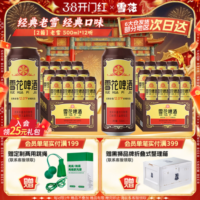 共24听沈阳经典老雪花500ml*12听装*2箱整箱 雪花啤酒官方旗舰店