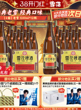 雪花啤酒经典沈阳老雪花640ml*12瓶*2箱装整箱12度高麦汁浓度
