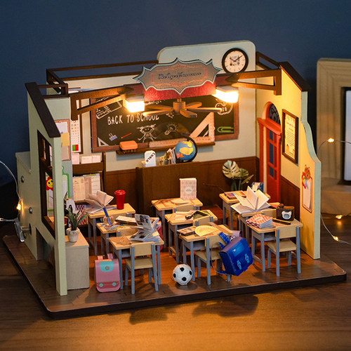 diy小屋纯真同桌的你教室微缩学校场景手工制作模型拼装生日礼物
